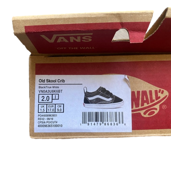Vans Old Skool Crib shoes black and white Infant Size 2 - Picture 2 of 6